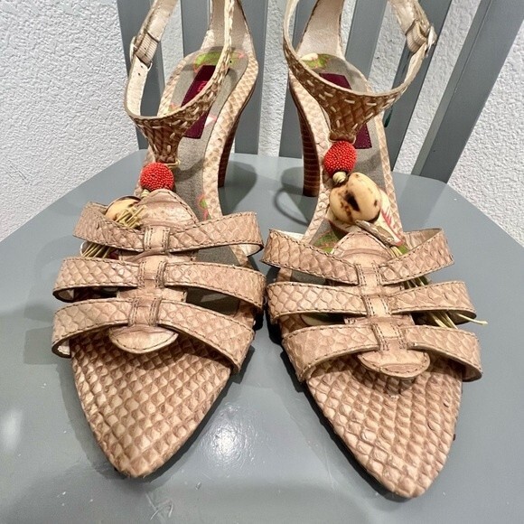 KENZO Water Snakeskin Animal Print Sandal Heels Women’s FR Sz. 38/ US 6.5 - Picture 3 of 10